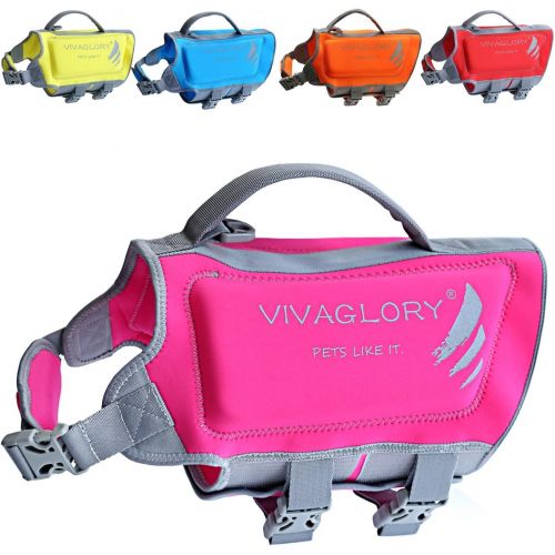  VIVAGLORY Dog Life Jackets, Premium Skin-Friendly Neoprene Dog Life Vest with Superior Buoyancy and Rescue Handle
