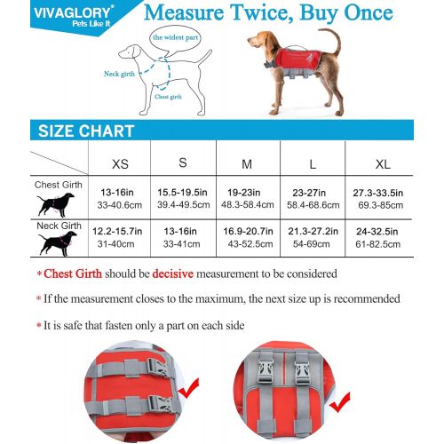  VIVAGLORY Dog Life Jackets, Premium Skin-Friendly Neoprene Dog Life Vest with Superior Buoyancy and Rescue Handle