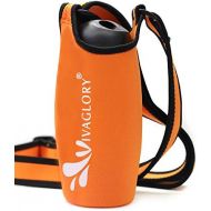 Vivaglory Neoprene Water Bottle Carrier with Wide Adjustable Shoulder Strap, Fits Water Bottle with 3.2-4.0 Diameter, Orange