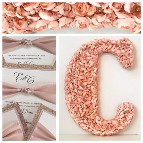  VivasFlowerShop Large Floral Letter, Available in Ivory or Blush Pink, Silk Flowers on Wood Base, 13.5, 18, 23, Hanging