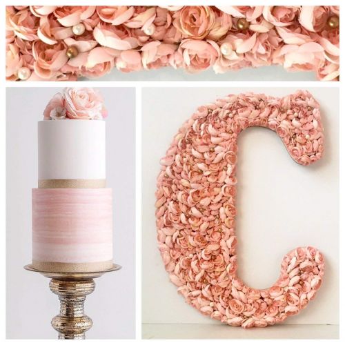  VivasFlowerShop Large Floral Letter, Available in Ivory or Blush Pink, Silk Flowers on Wood Base, 13.5, 18, 23, Hanging