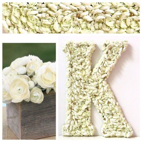  VivasFlowerShop Large Floral Letter, Available in Ivory or Blush Pink, Silk Flowers on Wood Base, 13.5, 18, 23, Hanging