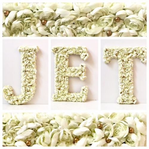  VivasFlowerShop Large Floral Letter, Available in Ivory or Blush Pink, Silk Flowers on Wood Base, 13.5, 18, 23, Hanging