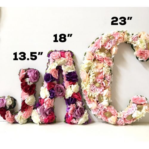  VivasFlowerShop Floral Letter for Wall, Artificial Silk Flowers, Your Choice of Floral Colors, 13.5, 18, 23, Hanging