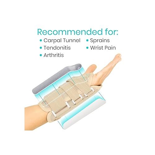  Vive Carpal Tunnel Wrist Brace (Left or Right) - Arm Compression Hand Support Splint - for Men, Women, Kids, Bowling, Tendonitis, Arthritis, Athletic Pain, Sports, Golf - Universal Adjustable Fit