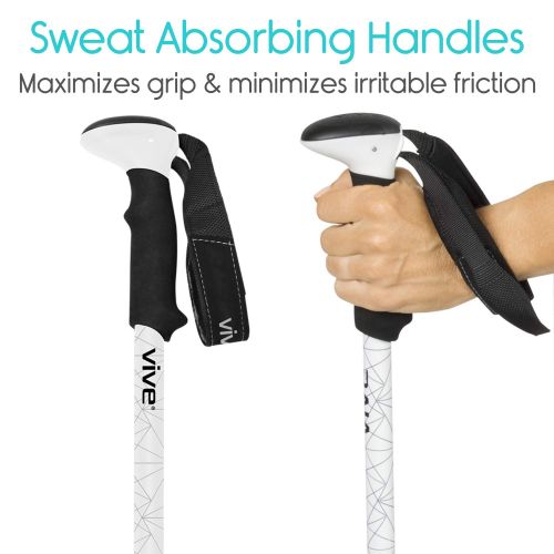  Vive Anti Shock Trekking Poles (Pair) - Collapsible Hiking Sticks - Ultralight Antishock Trek Walking Staff - Rubber Ice Snow Tip - Running, Walking Cane for Men, Women - Backpack