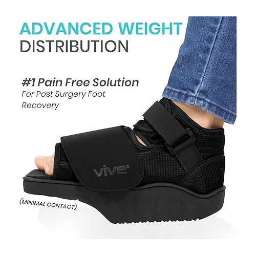  Vive Offloading Post-Op Shoe - Forefront Wedge Boot for Broken Toe Injury - Non Weight Bearing Medical Recovery for Foot Surgery, Hammer Toes, Bunion, Feet, Orthopedic (Men 9.5-11.5, Women 10.5-12)