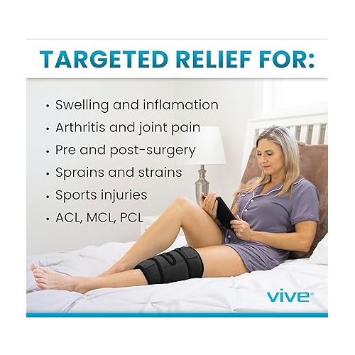  Vive Knee Ice Pack Wrap - Cold/Hot Gel Compression Brace - Heat Support Strap for Arthritis Pain, Tendonitis, ACL, Athletic Injury, Osteoarthritis, Women, Men, Running, Meniscus and Patella Surgery