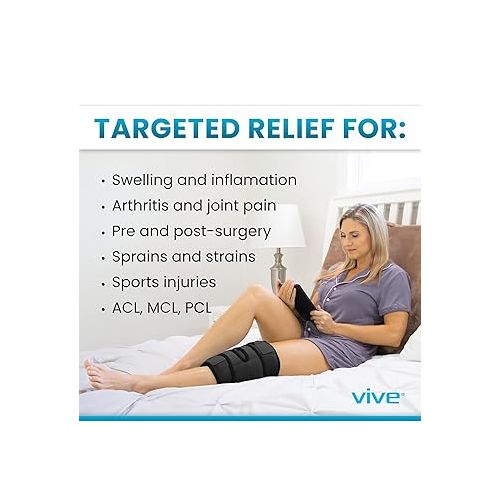  Vive Knee Ice Pack Wrap - Cold/Hot Gel Compression Brace - Heat Support Strap for Arthritis Pain, Tendonitis, ACL, Athletic Injury, Osteoarthritis, Women, Men, Running, Meniscus and Patella Surgery