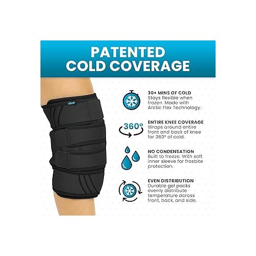  Vive Knee Ice Pack Wrap - Cold/Hot Gel Compression Brace - Heat Support Strap for Arthritis Pain, Tendonitis, ACL, Athletic Injury, Osteoarthritis, Women, Men, Running, Meniscus and Patella Surgery