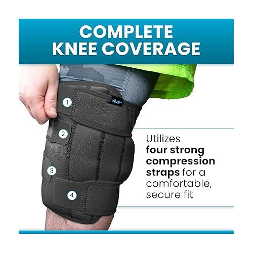  Vive Knee Ice Pack Wrap - Cold/Hot Gel Compression Brace - Heat Support Strap for Arthritis Pain, Tendonitis, ACL, Athletic Injury, Osteoarthritis, Women, Men, Running, Meniscus and Patella Surgery