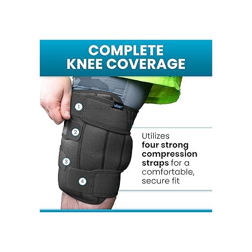  Vive Knee Ice Pack Wrap - Cold/Hot Gel Compression Brace - Heat Support Strap for Arthritis Pain, Tendonitis, ACL, Athletic Injury, Osteoarthritis, Women, Men, Running, Meniscus and Patella Surgery