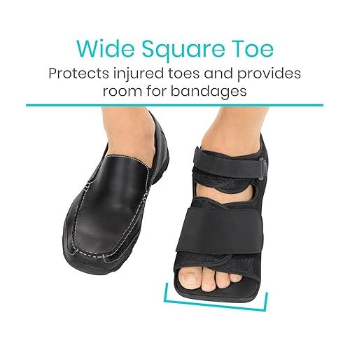  Vive Post Op Shoe - Lightweight Medical Walking Boot with Adjustable Strap - Orthopedic Recovery Cast Shoe for Post Surgery, Fractured Foot, Injured Toes, Stress Fracture, Sprains - Left or Right Foot