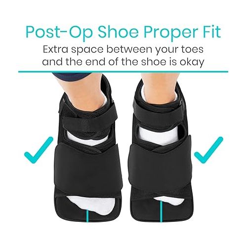  Vive Post Op Shoe - Lightweight Medical Walking Boot with Adjustable Strap - Orthopedic Recovery Cast Shoe for Post Surgery, Fractured Foot, Injured Toes, Stress Fracture, Sprains - Left or Right Foot