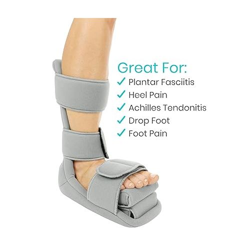  Vive Plantar Fasciitis Night Splint Plus Trigger Point Stretch Wedges - Soft Leg Brace Support, Orthopedic Sleeping Immobilizer Stretch Boot (Small: Men's: Up to 5, Women's: Up to 6.5)