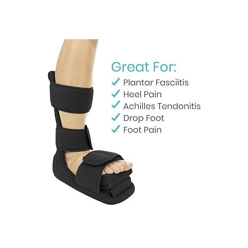  Vive Plantar Fasciitis Night Splint Plus Trigger Point Stretch Wedges - Soft Leg Brace Support, Orthopedic Sleeping Immobilizer Stretch Boot (Large: Men's: 8.5-11, Women's: 10-12)