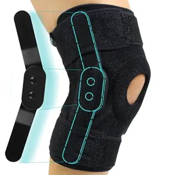 Vive Hinged Knee Brace - Relieves ACL, MCL, Meniscus Tear - Lightweight, Comfortable, Breathable Open Patella Wrap with Side Stabilizers - for Women & Men - Adjustable Strap for Tendonitis