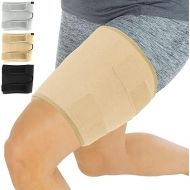 Vive Thigh Brace - Hamstring Quad Wrap - Adjustable Compression Sleeve Support for Pulled Groin Muscle, Sprains, Quadricep, Tendinitis, Workouts, Sciatica Pain and Sports Recovery - Men, Women (Beige)