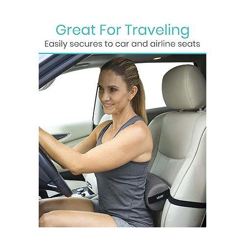  Vive Lumbar Roll - Cervical Cushion Support Pillow - Lower Back Pain Relief in Car, Office Chair, Computer - Firm Ergonomic Mesh Portable Travel Bolster - Thoracic Low Rest Posture Corrector Seat Pad