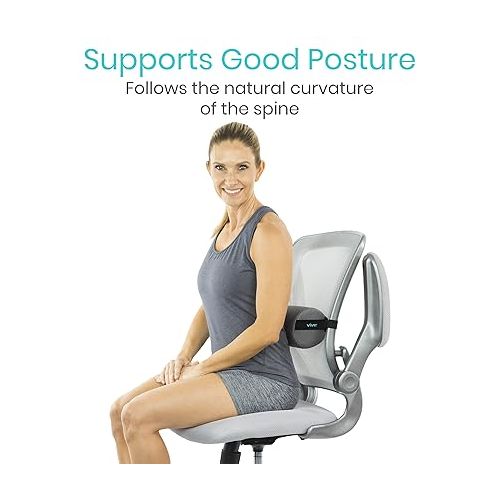  Vive Lumbar Roll - Cervical Cushion Support Pillow - Lower Back Pain Relief in Car, Office Chair, Computer - Firm Ergonomic Mesh Portable Travel Bolster - Thoracic Low Rest Posture Corrector Seat Pad