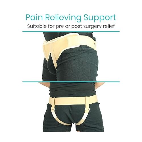  Vive Hernia Belt - Hernia Support Truss for Single/Double Inguinal or Sports Hernia - Two Removable Compression Pads & Adjustable Groin Straps - Surgery & Injury Recovery (Medium)