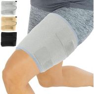 Vive Thigh Brace - Hamstring Quad Wrap - Adjustable Compression Sleeve Support for Pulled Groin Muscle, Sprains, Quadricep, Tendinitis, Workouts, Sciatica Pain and Sports Recovery - Men, Women (Grey)