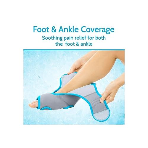  Vive Ankle Ice Pack Wrap - Foot Cold/Hot Compression Brace - Adjustable Freeze Support for Cooling/Heating Achilles Injuries, Tendonitis, Plantar Fasciitis, Sore Feet, Inflammation, Muscle Sprain