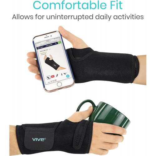  Vive Wrist Brace - Carpal Tunnel Hand Compression Support Wrap for Men, Women, Tendinitis, Bowling, Sports Injuries Pain Relief - Removable Splint - Universal Ergonomic Fit (Black,