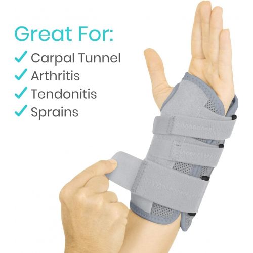  Vive Carpal Tunnel Wrist Brace (Left or Right) - Arm Compression Hand Support Splint - for Men, Women, Kids, Bowling, Tendonitis, Arthritis, Athletic Pain, Sports, Golf - Universal