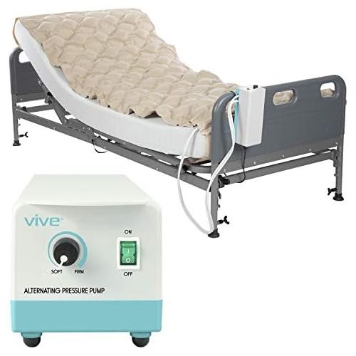  VIVE Vive Alternating Pressure Mattress - Includes Electric Pump System and Mattress Pad Cover - Quiet, Inflatable Bed Air Topper for Pressure Ulcer and Pressure Sore Treatment - Fits S