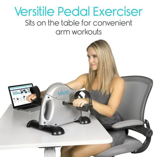 VIVE Vive Pedal Exerciser - Stationary Exercise Leg Peddler - Low Impact, Portable Mini Cycle Bike for Under Your Office Desk - Slim Design for Arm or Foot - Small, Sitdown Recumbent Eq