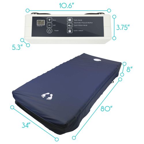  Vive 8 Alternating Pressure Mattress - Low Air Loss Hospital Replacement Mattress - Medical Bed Topper for...