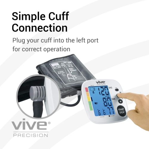  [아마존베스트]Vive Precision Blood Pressure Cuff - Heart Rate Monitor Machine - Automatic BPM Sphygmomanometer Heartbeat Measurements for Hypertension Diagnosis, Accurate Pulse Readings - Upper