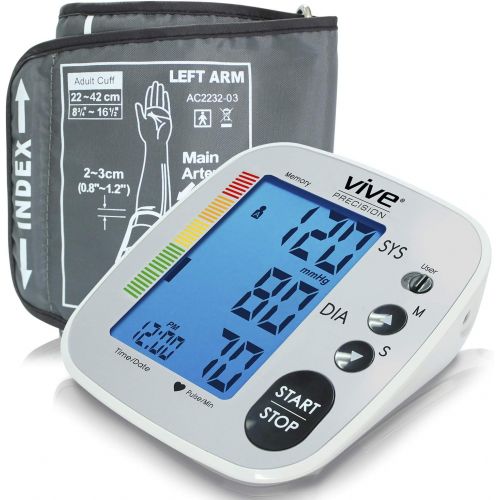  [아마존베스트]Vive Precision Blood Pressure Cuff - Heart Rate Monitor Machine - Automatic BPM Sphygmomanometer Heartbeat Measurements for Hypertension Diagnosis, Accurate Pulse Readings - Upper