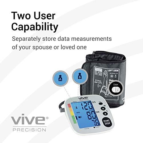  [아마존베스트]Vive Precision Blood Pressure Cuff - Heart Rate Monitor Machine - Automatic BPM Sphygmomanometer Heartbeat Measurements for Hypertension Diagnosis, Accurate Pulse Readings - Upper
