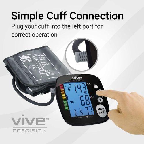  Vive Precision Blood Pressure Machine - Heart Rate Monitor - Automatic BPM Upper Arm Cuff - Sphygmomanometer for Hypertension and Accurate Pulse (Fully Loaded, Silver)