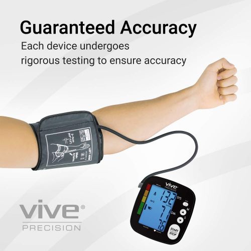  Vive Precision Blood Pressure Machine - Heart Rate Monitor - Automatic BPM Upper Arm Cuff - Sphygmomanometer for Hypertension and Accurate Pulse (Fully Loaded, Silver)