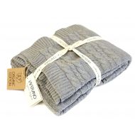 Viverano Cable Knit Throw Blanket (50x70) 100% ORGANIC COTTON, Super Soft, Warm, Luxurious, All-Season, Non-Toxic, Eco-friendly