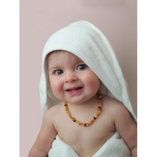  Viverano 100% Organic Cotton Baby Bath Hooded Towel & Washcloth Set, Double Layer Swaddle, Receiving Blanket, Dye-Free, Non-Toxic, Hypoallergenic, 30x30 (Pure White)
