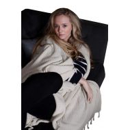 Viverano Knitted Throw Blanket with Tassels (60x80), 100% ORGANIC COTTON Soft Natural Lightweight Non-Toxic Eco-Friendly