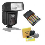 VivitarDigital Nikon D3200 Bounce, Zoom & Swivel Head Flash + High Powered AC Rapid Charger With 4AA 2900 Mah Batteries + Nwv Direct 5 Piece Cleaning Kit