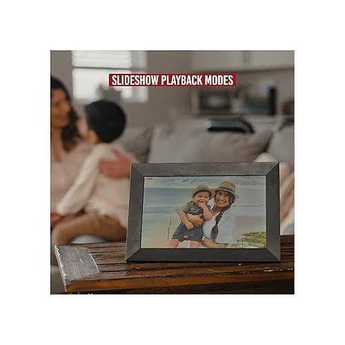  VIVITAR 10 Inch WiFi Digital Picture Frame - Slim Design with LCD Touch Screen - Easy Setup for Photos or Video Sharing with The New Photo Alert - Memory Card Slot and 16GB Internal Memory