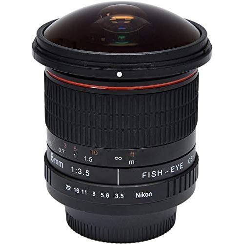  Vivitar 8mm Ultra-Wide f/3.5 Fisheye Lens For Nikon D3000, D3100, D3200, D3300, D5000, D5100, D5200, D5300, D5500, D7000, D7100, D7200, D40, D50, D60, D70, D70s, D80, D90, D100, D2