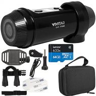 Vivitar DVR775HD-BLK-INT-4 FHD Action Camera 1080p Full HD with Bicycle & Helmet Mounting Kit Bundle with Lexar 64gb microSDHC Memory Card and Vivitar Premium Custom Case for Actio