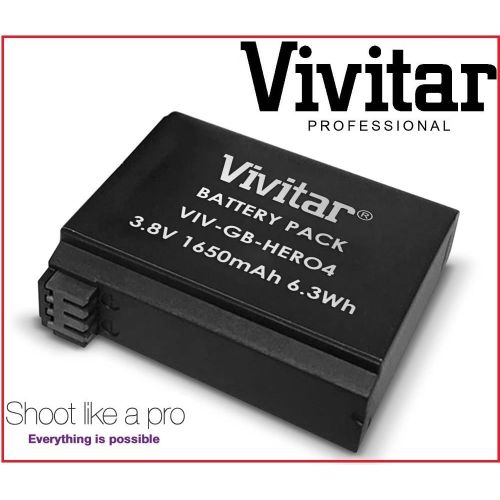  - Vivitar 3-Pcs Hi Capacity AHDBT-401 Battery for GoPro HD HERO4 Black/Silver