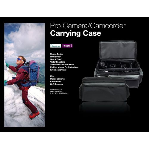  Vivitar VIV-RGC-12 Deluxe Pro Camera Camcorder Rugged Carrying Case, X-Large (Black)