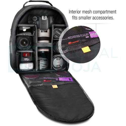  Vivitar Camera Backpack Bag for Sony Canon Fuji Panasonic Nikon DSLR & Mirrorless Digital Camera, Video Camera, Lenses and Photography Accessories - Black Camera Case with Tripod H