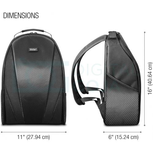  Vivitar Camera Backpack Bag for Sony Canon Fuji Panasonic Nikon DSLR & Mirrorless Digital Camera, Video Camera, Lenses and Photography Accessories - Black Camera Case with Tripod H