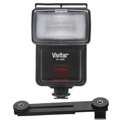  Vivitar SF-4000 Auto Bounce Zoom Slave Flash with Bracket + AA Batteries & Charger + Cleaning Kit for Nikon 1 J1, J2, J3, S1, V2, V3 Digital Cameras