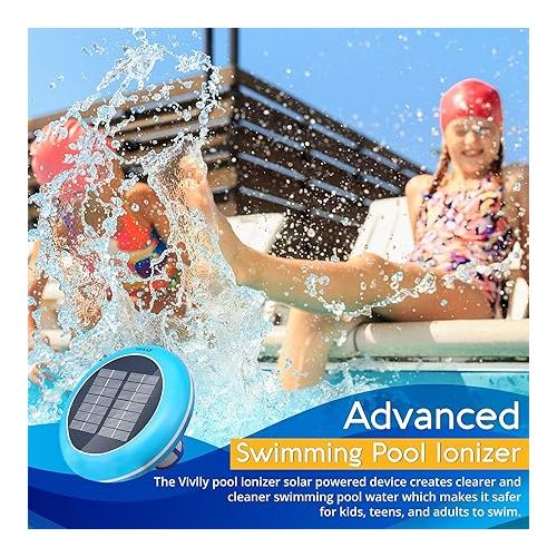  Solar Pool Ionizer, Cleaner, and Purifier Restores Clear, Chlorine-Free Water, Long Lasting Anode for 35,000 Gallons, Natural Shock for Swimming Areas, Smart Replacement